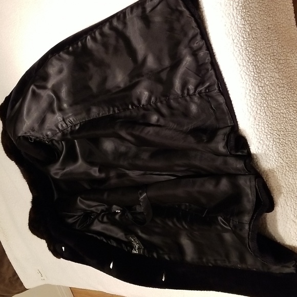 70s Vintage Faux Fur Winter Coat by Borglaska, Stall design / Sz M-L / Black - Picture 9 of 16